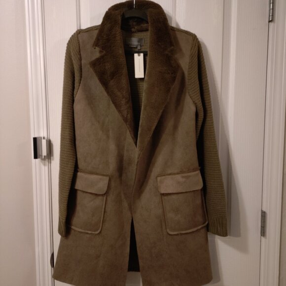 Price Reduction NWT Anthropologie Piper Sweater Coat Faux Suede Coatigan Sz M - Picture 7 of 8